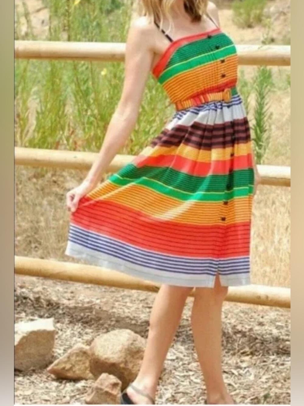 Plenty by Tracy Reese Striped Stripes Silk Strappy/Strapless Sun Dress ZB6